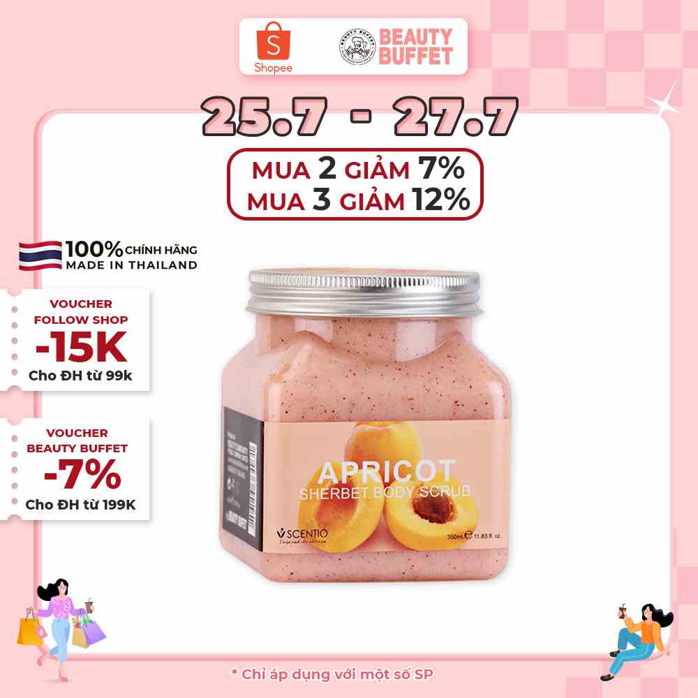 Tẩy tế bào chết toàn thân dưỡng ẩm chiết xuất quả mơ Scentio Apricot 350ml