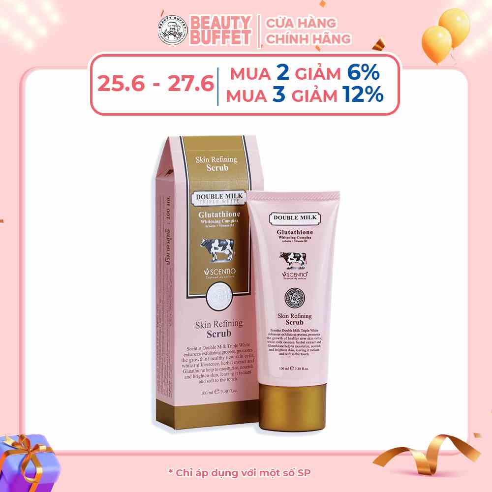 Gel tẩy tế bào chết da mặt toàn thân dưỡng trắng da Scentio Double Milk 100ml