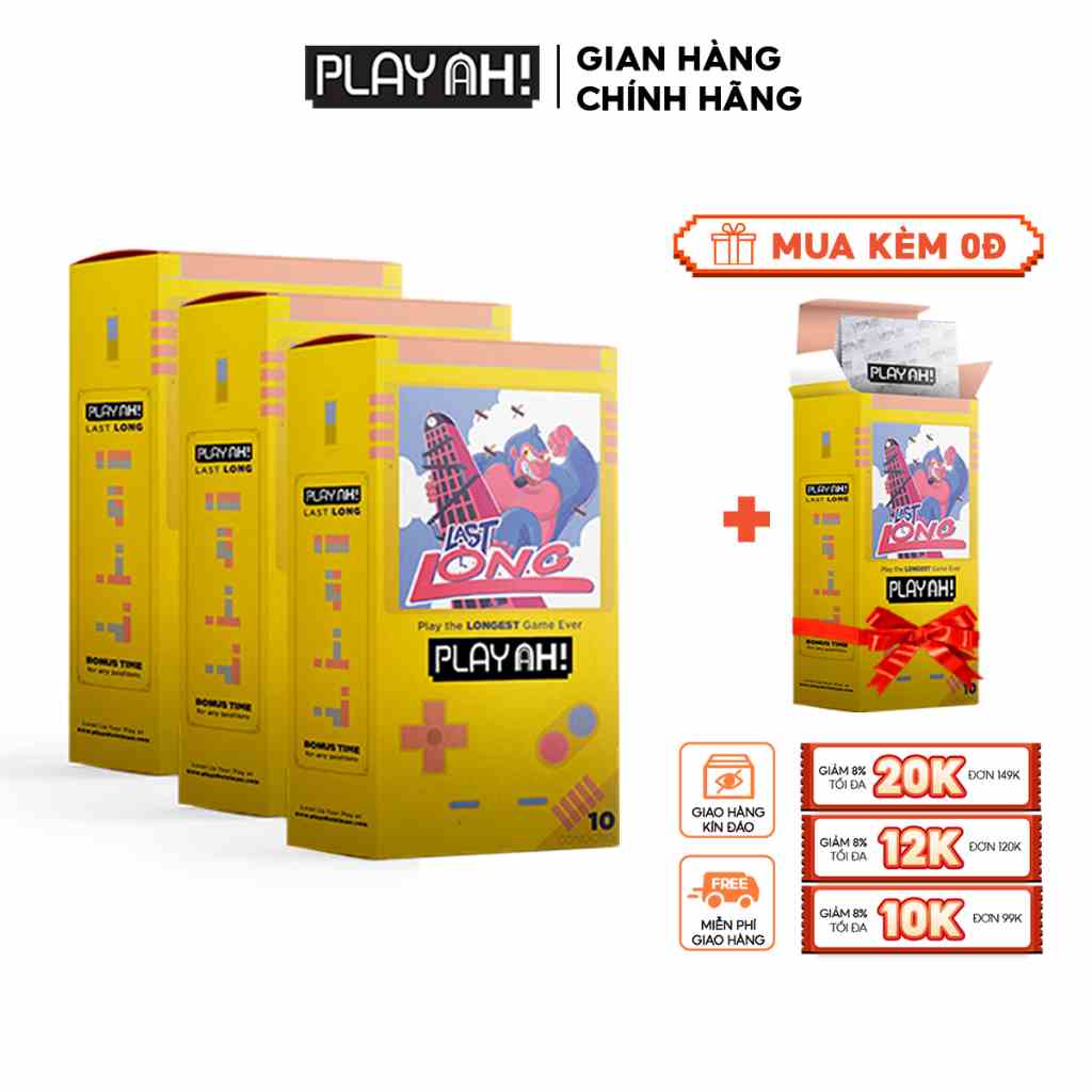 Combo 3 Hộp Bao Cao Su PLAYAH Last Long Kéo Dài Thời Gian 10 Bao/Hộp size 52mm