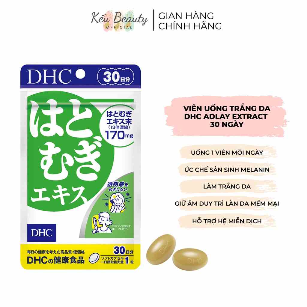 Viên uống trắng da DHC Adlay Extract giúp sáng da mờ thâm sạm 30 ngày (30 viên)