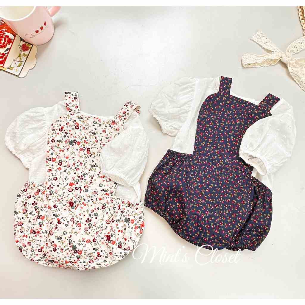 Set bodysuit yếm cho bé gái sơ sinh MINTSCLOSET Mints Closet body bộ đồ liền thân sơ sinh 1 2 tuổi - BS6043