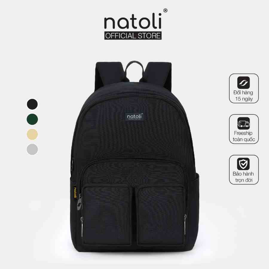 Balo thời trang nam nữ Thương hiệu NATOLI chất vải canvas nhiều ngăn đựng laptop kháng nước BST 0ld School Backpack B5