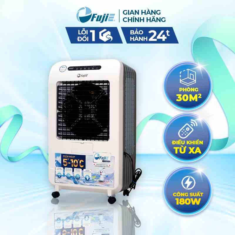 Máy làm mát cao cấp FujiE AC-602N kết hợp 2 màu bạc và trắng sang trọng công nghệ Nhật Bản bảo hành 2 năm