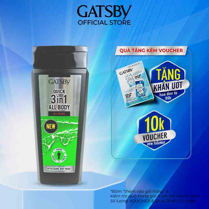 [Mã BMLTB35 giảm đến 35K đơn 99K] Sữa tắm GATSBY REFRESHING BODY WASH ALL IN ONE 250ml 3 trong 1