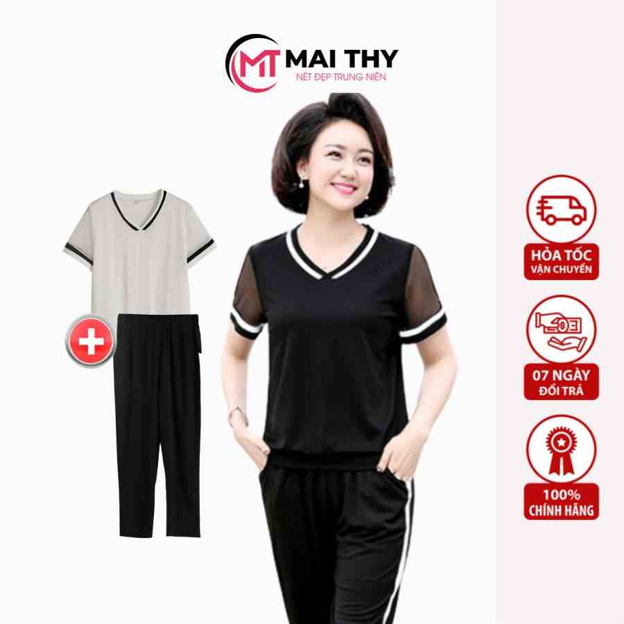 Set Đồ Thể Thao Nữ MAI THY S860, Bộ Quần Áo Trung Niên Thể Dục Thể Thao Năng Động Cotton Co giãn 4 Chiều Thoải Mái