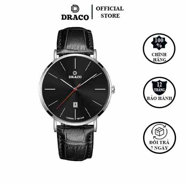 Đồng Hồ Nam Thời Trang Đẳng Cấp DRACO D21-ST02 “Classic Boy” ĐEN DÂY DA ĐEN