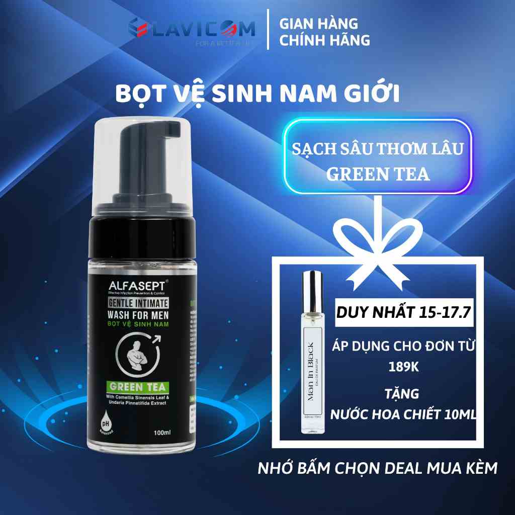 [Mã BMLTB200 giảm đến 100K đơn 499K] [HỎA TỐC - HCM] Bọt vệ sinh nam ALFASEPT Green Tea Trà xanh sạch sâu 100ml