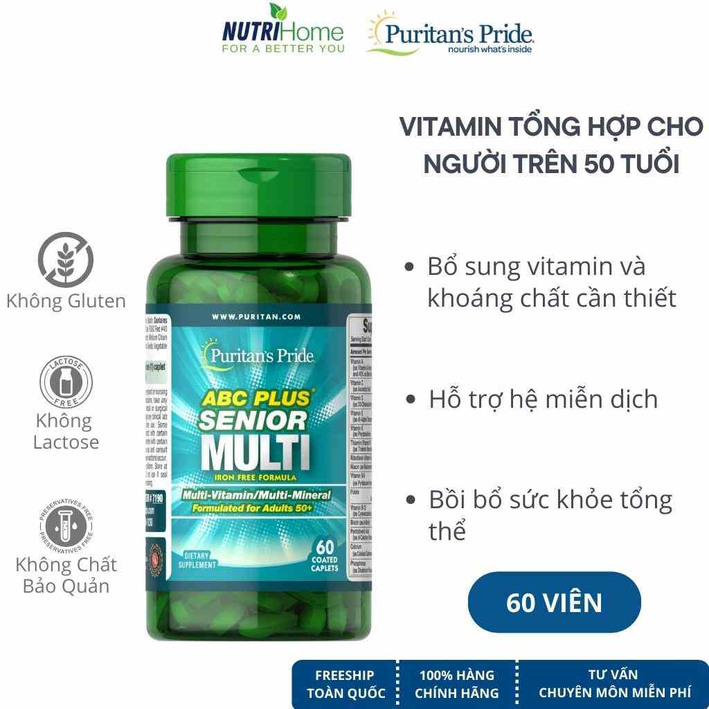 Viên uống vitamin tổng hợp Puritan’s Pride cho người trên 50 tuổi ABC Plus Senior Mutivitamin (60 viên)