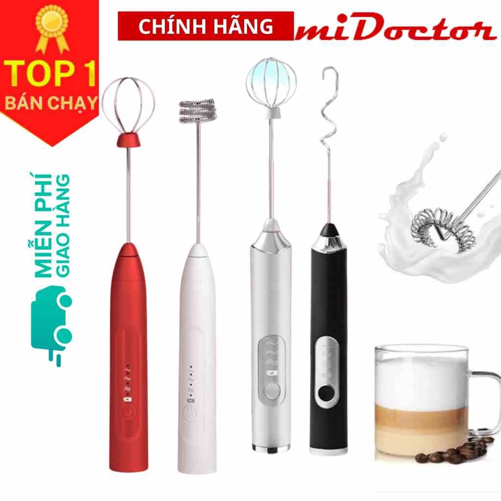 Máy Đánh Trứng Sữa Tạo Bọt Cafe Cầm Tay Mini mi02 Pin Sạc Cao Cấp miDoctor - Hàng Chính Hãng