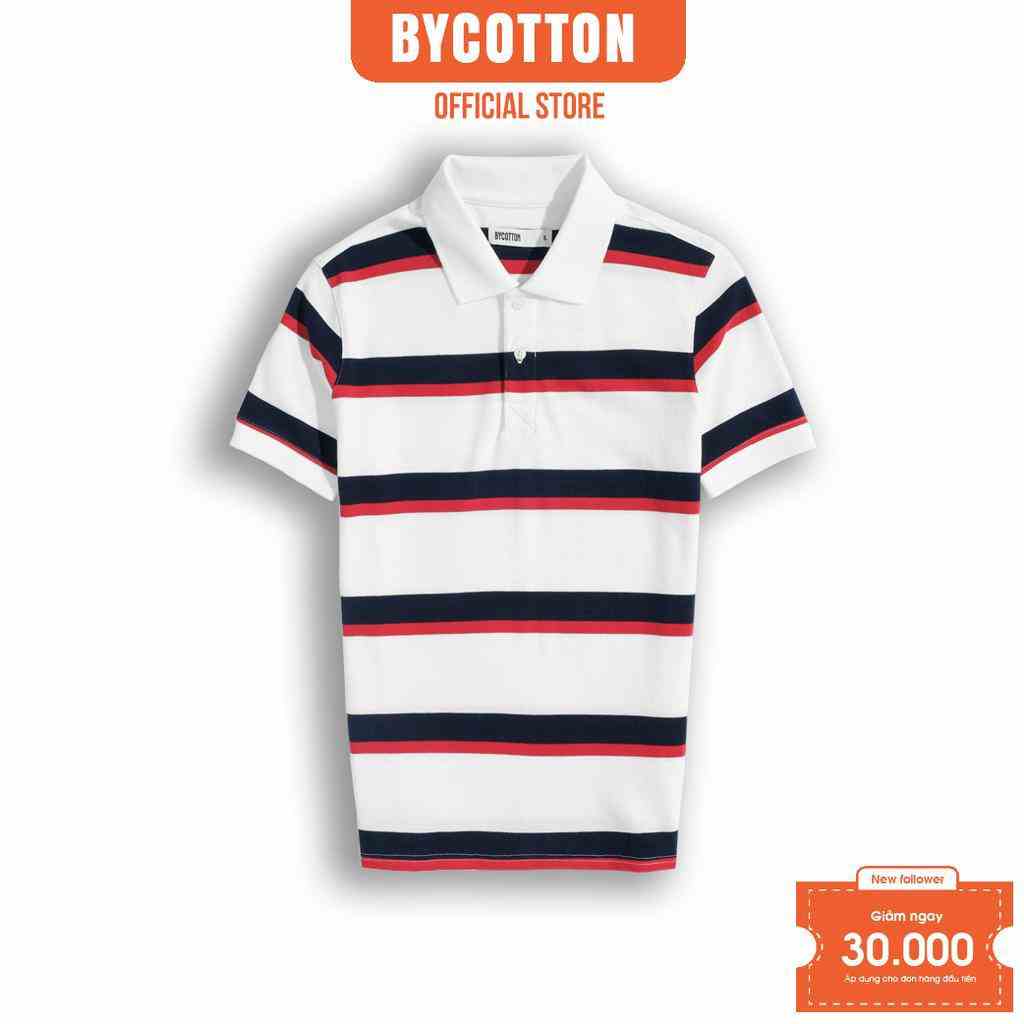 [Mã BYCO300T8 giảm 30% đơn 0K] Áo Thun Polo Nam Cao Cấp Có Cổ BY COTTON WHITE NAVY RED MIX POLO