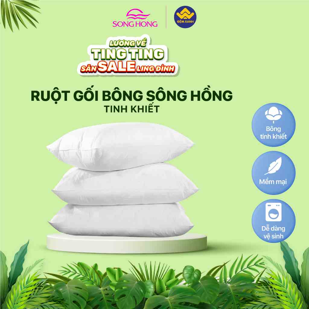 Ruột Gối Bông Sông Hồng Tinh Khiết Kích Thước 45x65cm