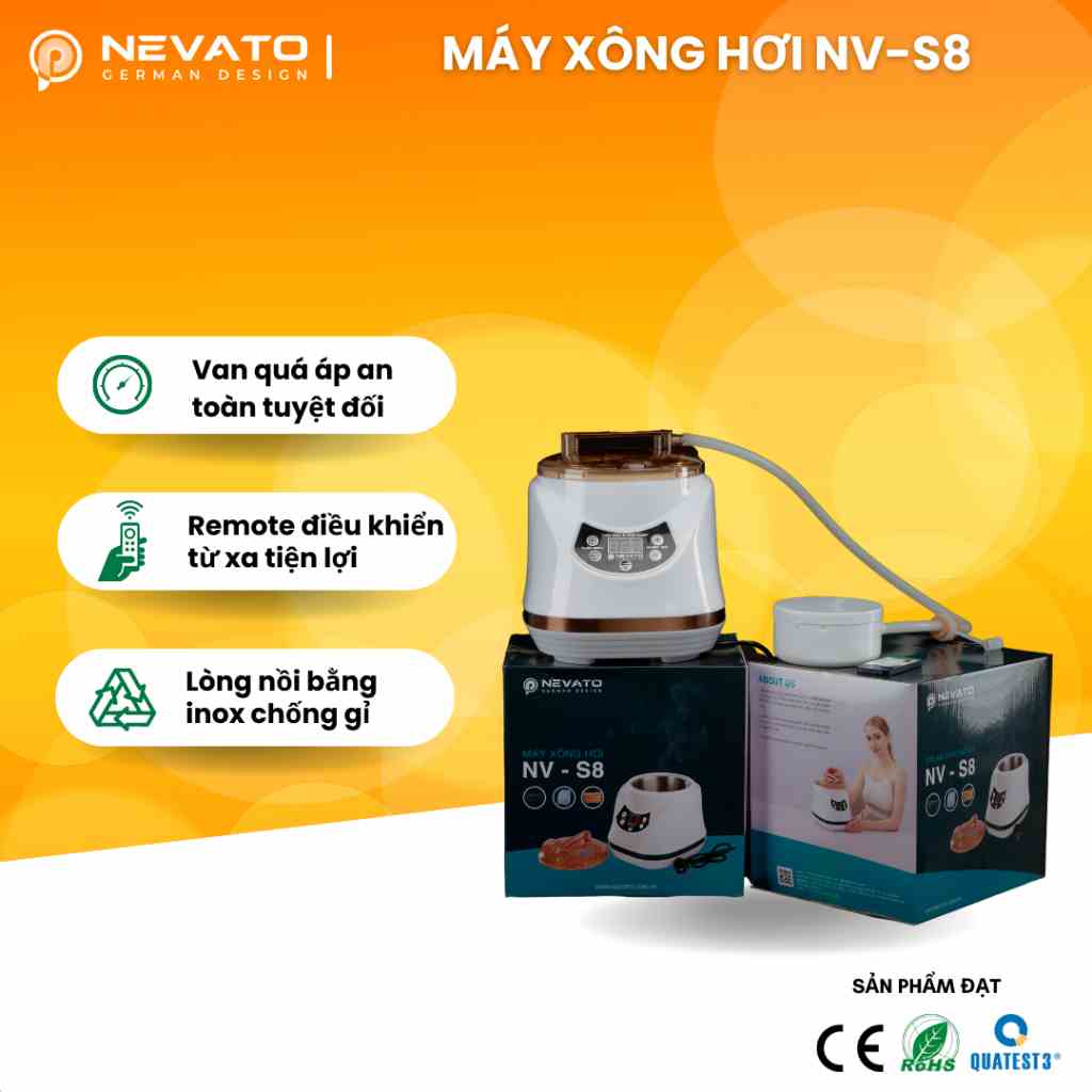 Máy Xông Hơi Giải Cảm Nevato NV-S8 Công Suất 1500W Dung Tích Nồi Xông 2.8 Lít