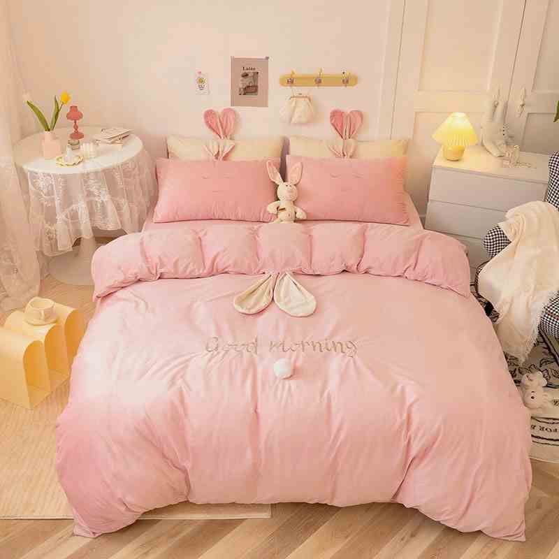 Bộ Chăn Ga Gối Nỉ Nhung Tai Thỏ HIN BEDDING Siêu Đáng Yêu Mẫu Mới Hàng Cao Cấp Siêu Ấm Ga Giường Đủ Kích Thước