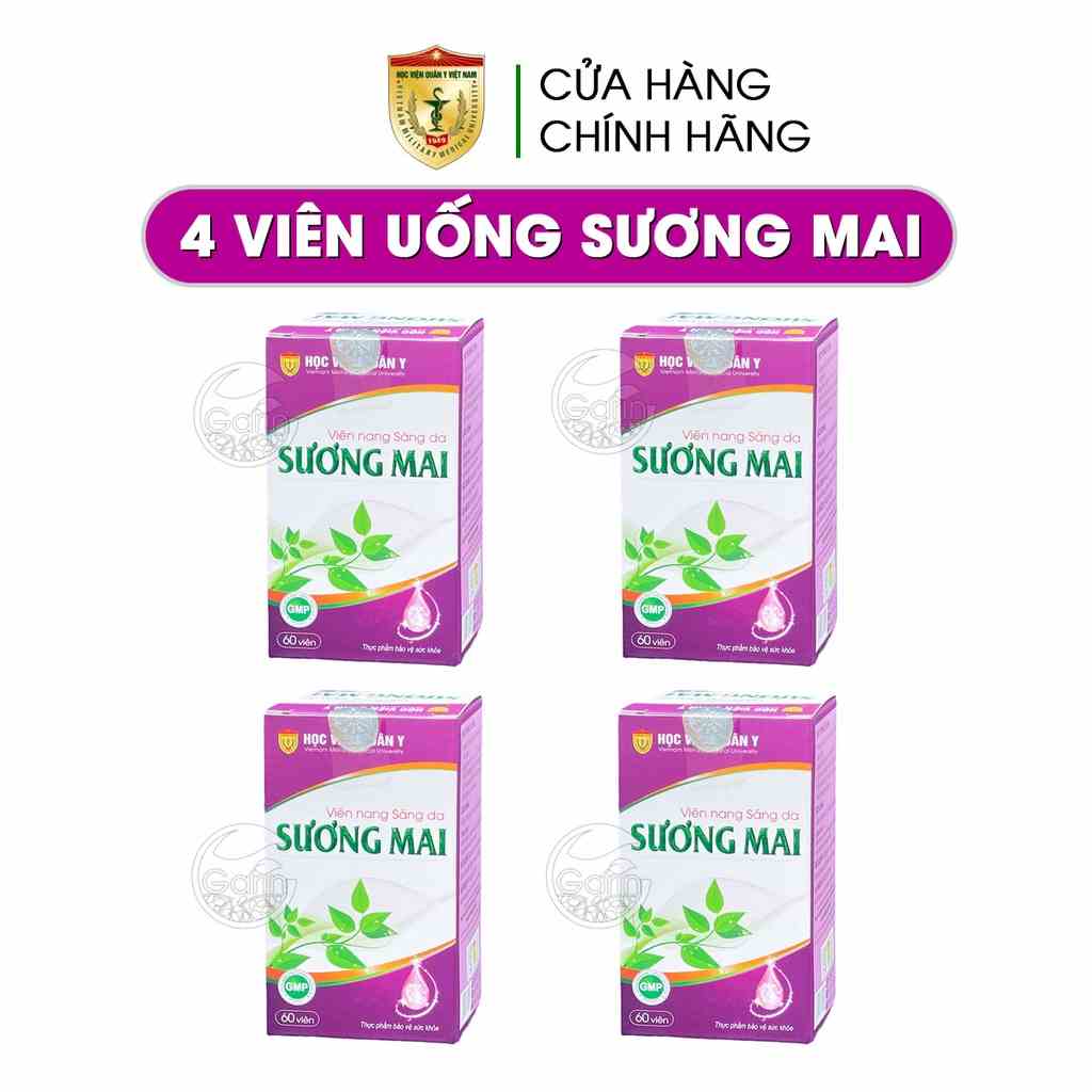 Bộ 4 hộp viên uống sáng da sương mai Học Viện Quân Y 60 viên x 4 cho da săn chắc