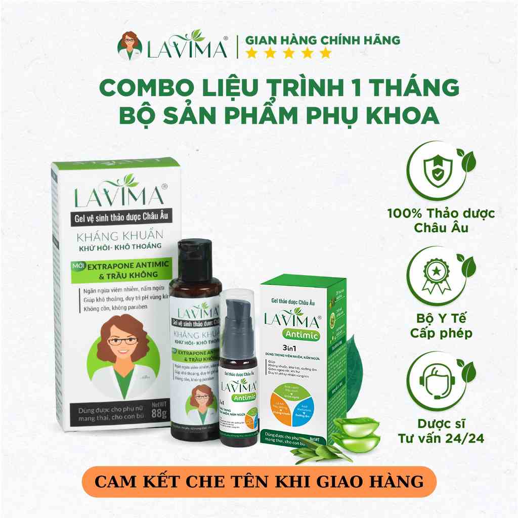 Combo Liệu Trình 1 Tháng - Bộ Sản Phẩm Phụ Khoa LAVIMA Cho Tác Động Tối Đa