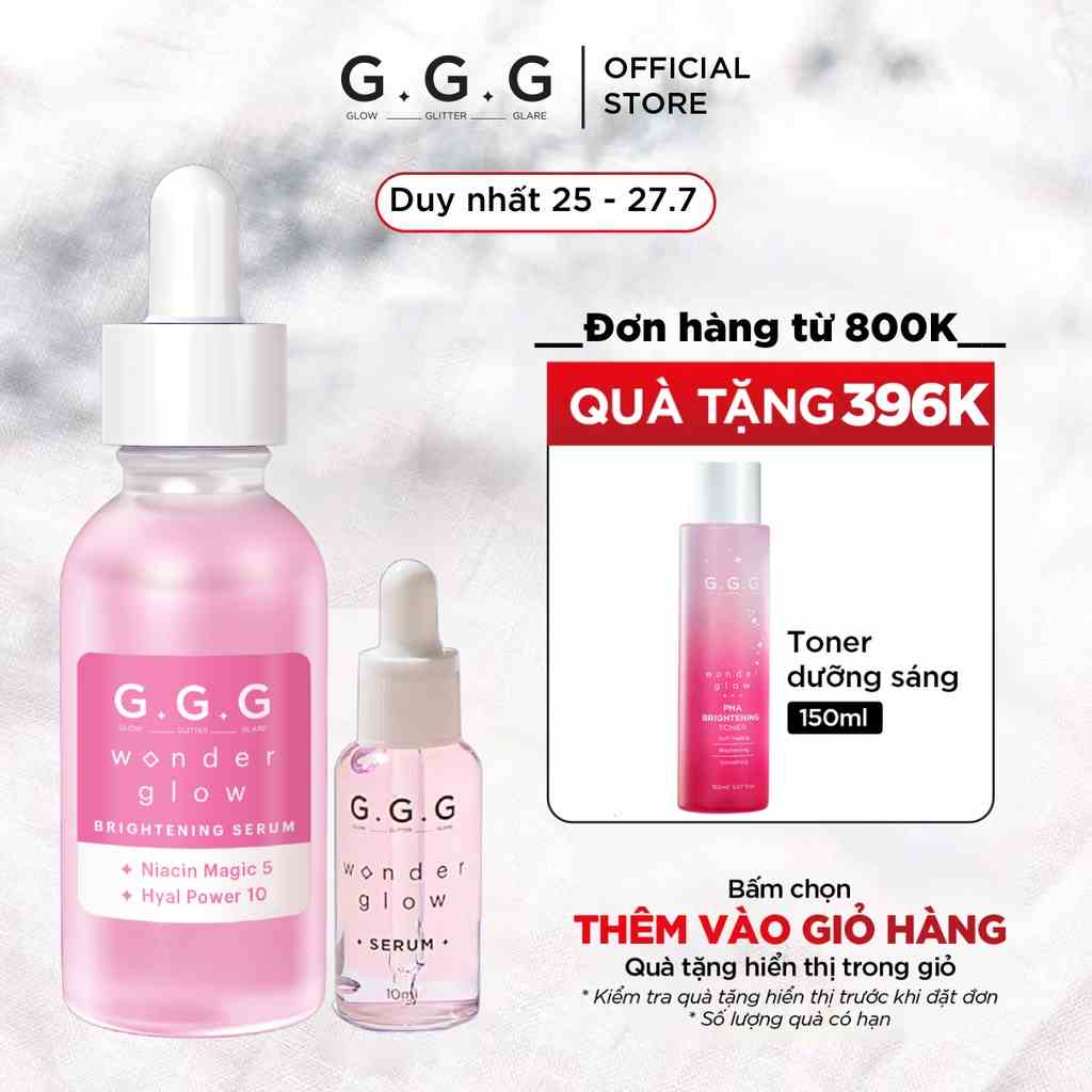 Combo Serum Dưỡng Sáng Căng Bóng Da GGG Wonder Glow Brightening Serum 30ml & 10ml