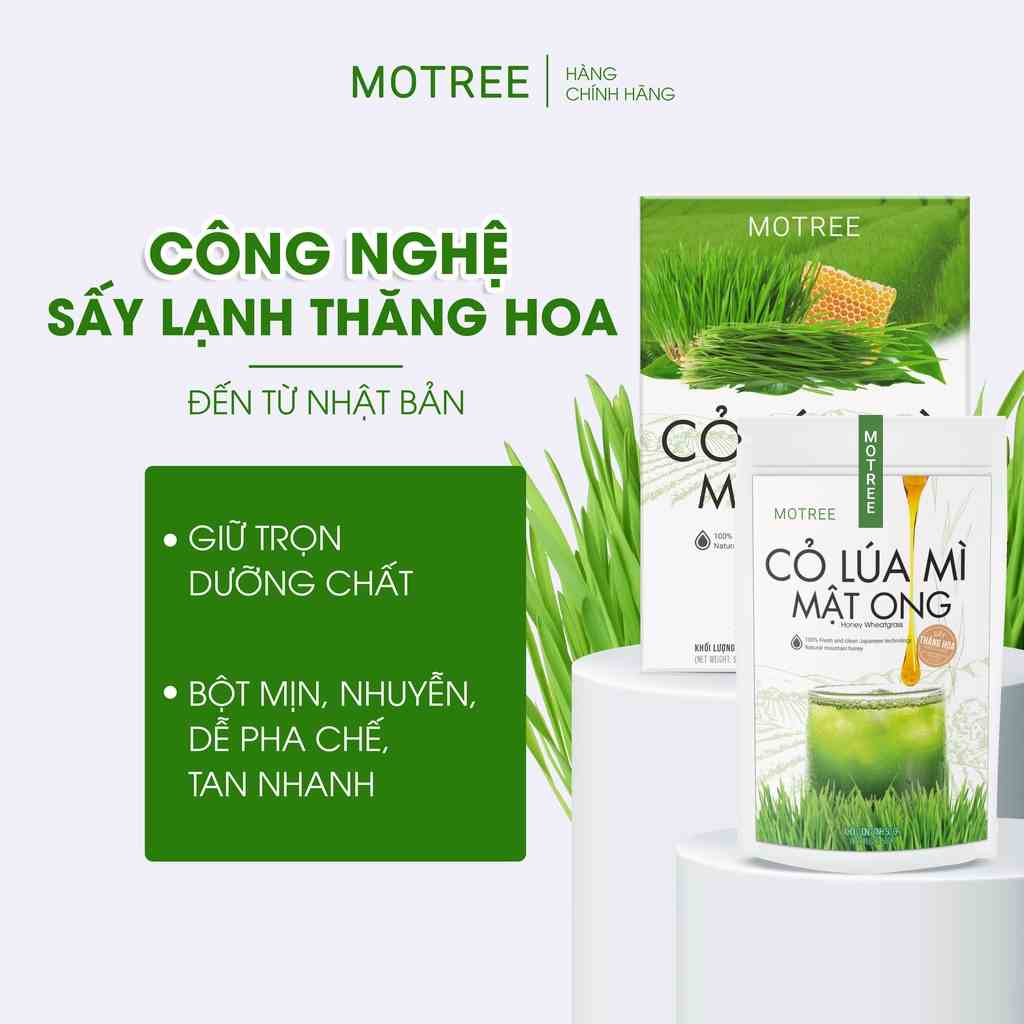 [Mã BMLTB200 giảm đến 100K đơn 499K] Bột cỏ lúa mì mật ong MOTREEE sấy thăng hoa công nghệ Nhật Bản hộp 54gr