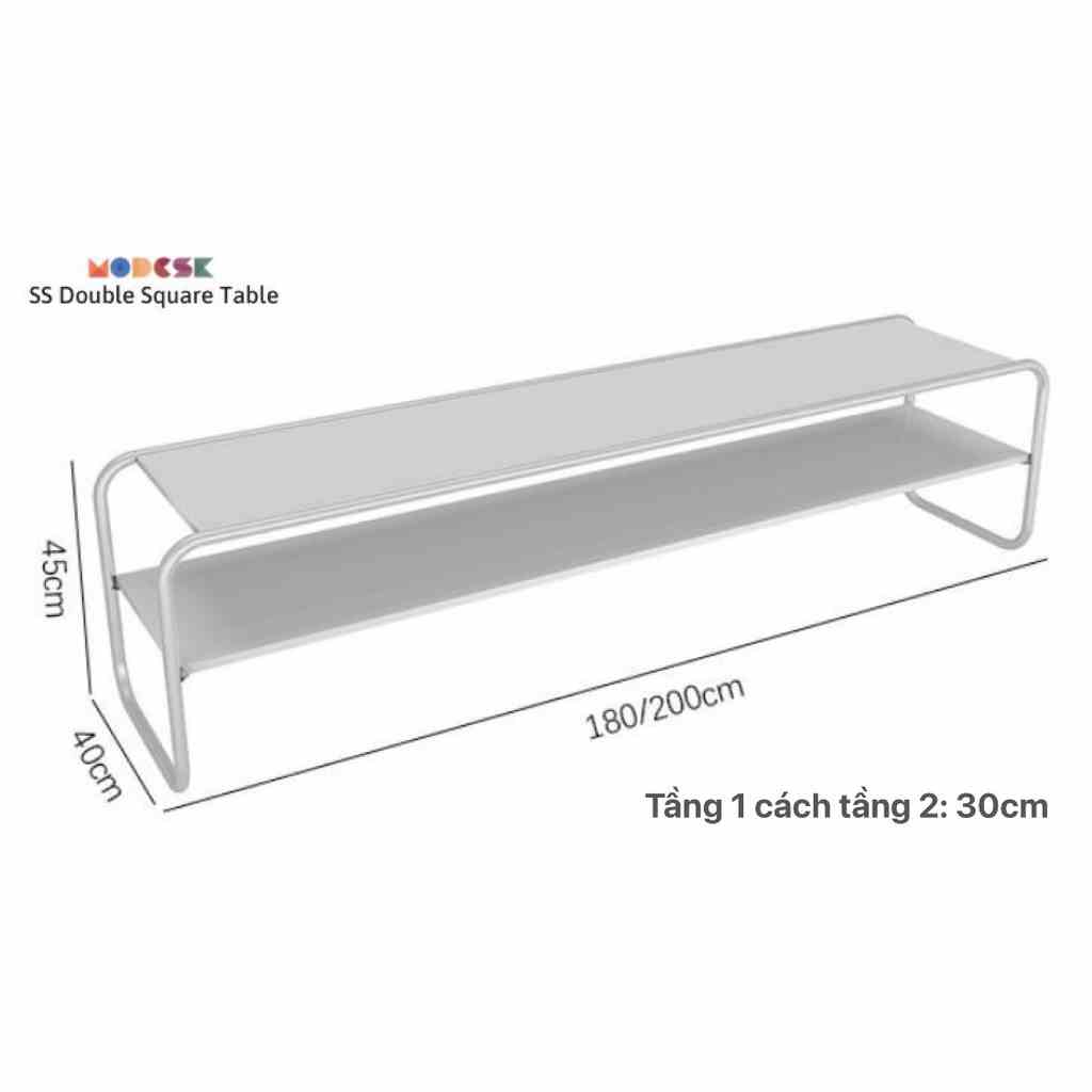 Bàn sofa, trà Modesk SS Double Square Table HCN khung inox 304 – kính cường - ván MFC an cường - phòng khách, quán cà ph