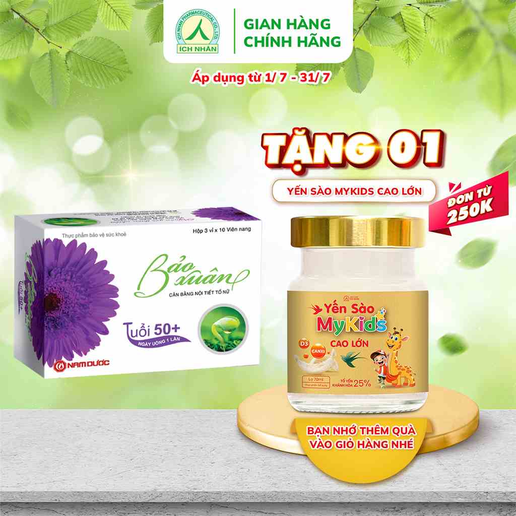 Bảo Xuân viên uống nội tiết tố dành cho phụ nữ tuổi 50+, làm đẹp chống lão hóa, hộp 30V