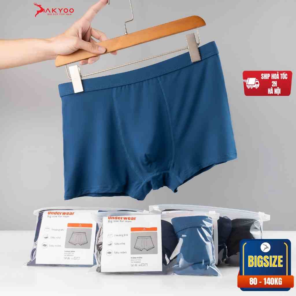 Quần Lót Nam Boxer Bigsize AKYOO, vải cotton thun lạnh co giãn 4 chiều thoáng khí - SIP0511