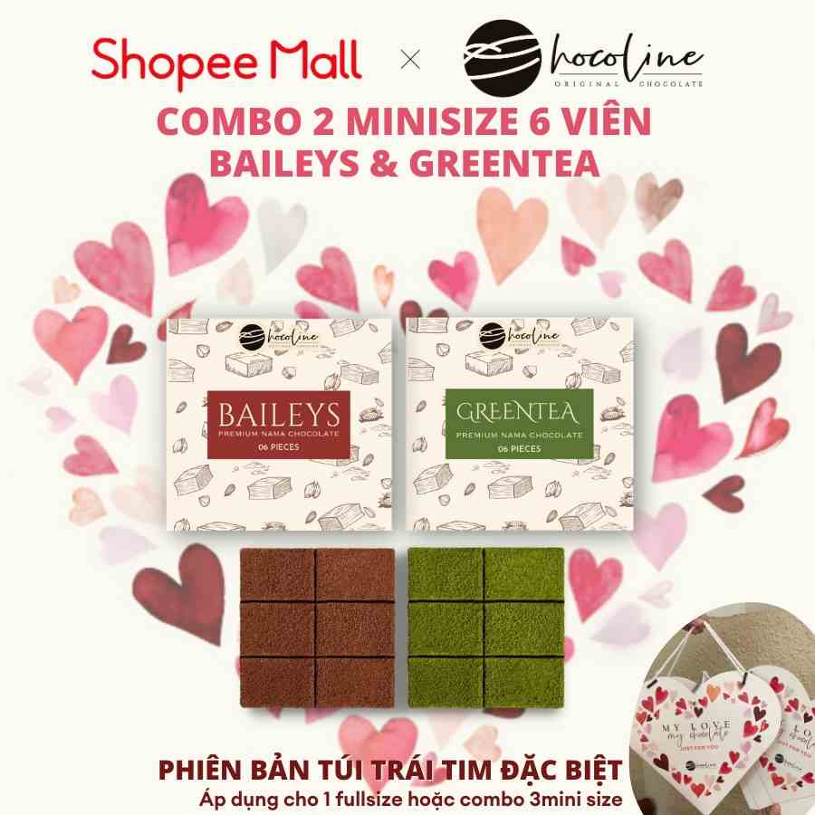 [Mã BMLTB200 giảm đến 100K đơn 499K] Socola Tươi Chocoline Vị Matcha Trà Xanh, Vị Kem Sữa Baileys - Combo 2 hộp 6V