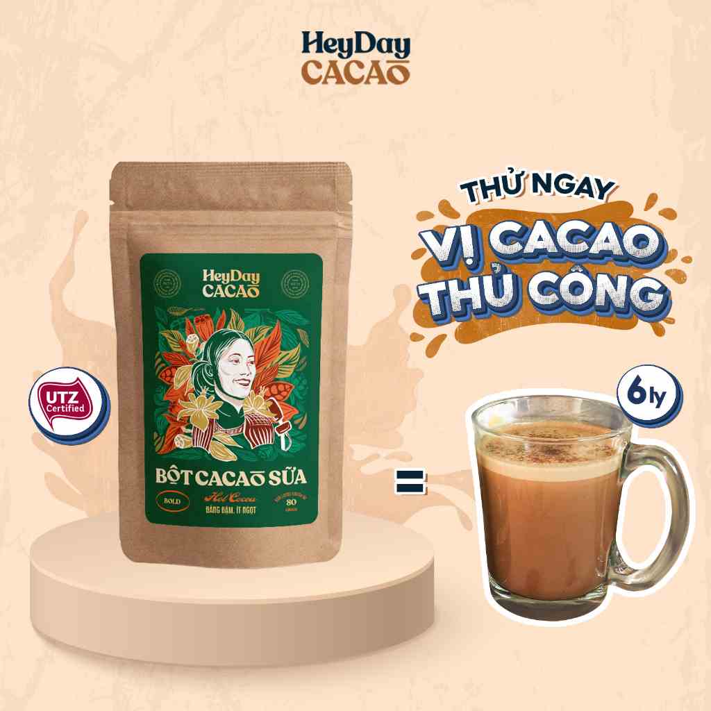 [Mã BMLTA35 giảm đến 35K đơn 99K] Bột cacao sữa Bold gu đắng đậm, ít ngọt – Túi 80g - BSP Thật - Heyday Cacao