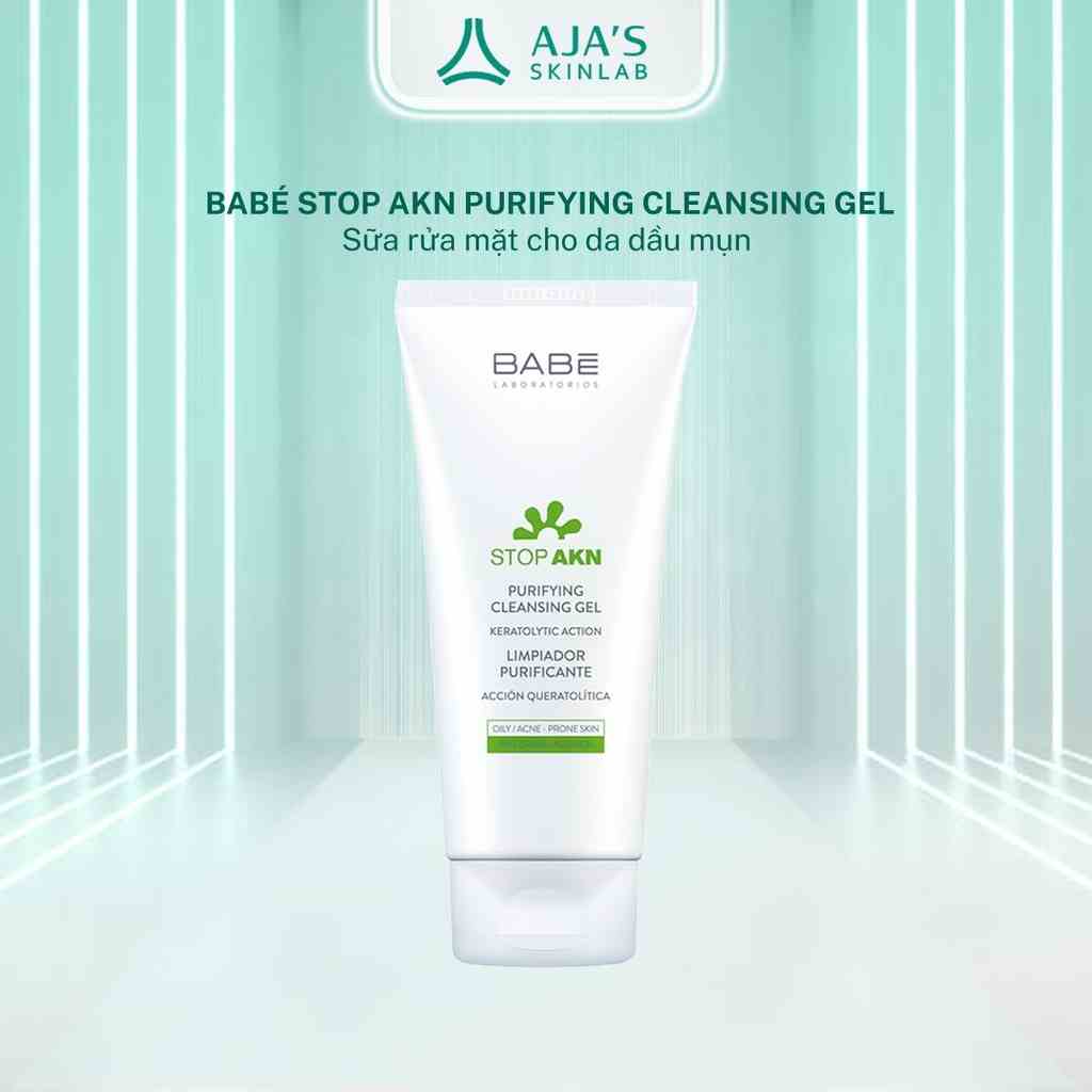 Sữa rửa mặt BABE Stop Akn Purifying Cleansing gel cho da dầu mụn 200ml - AJAS SKINLAB