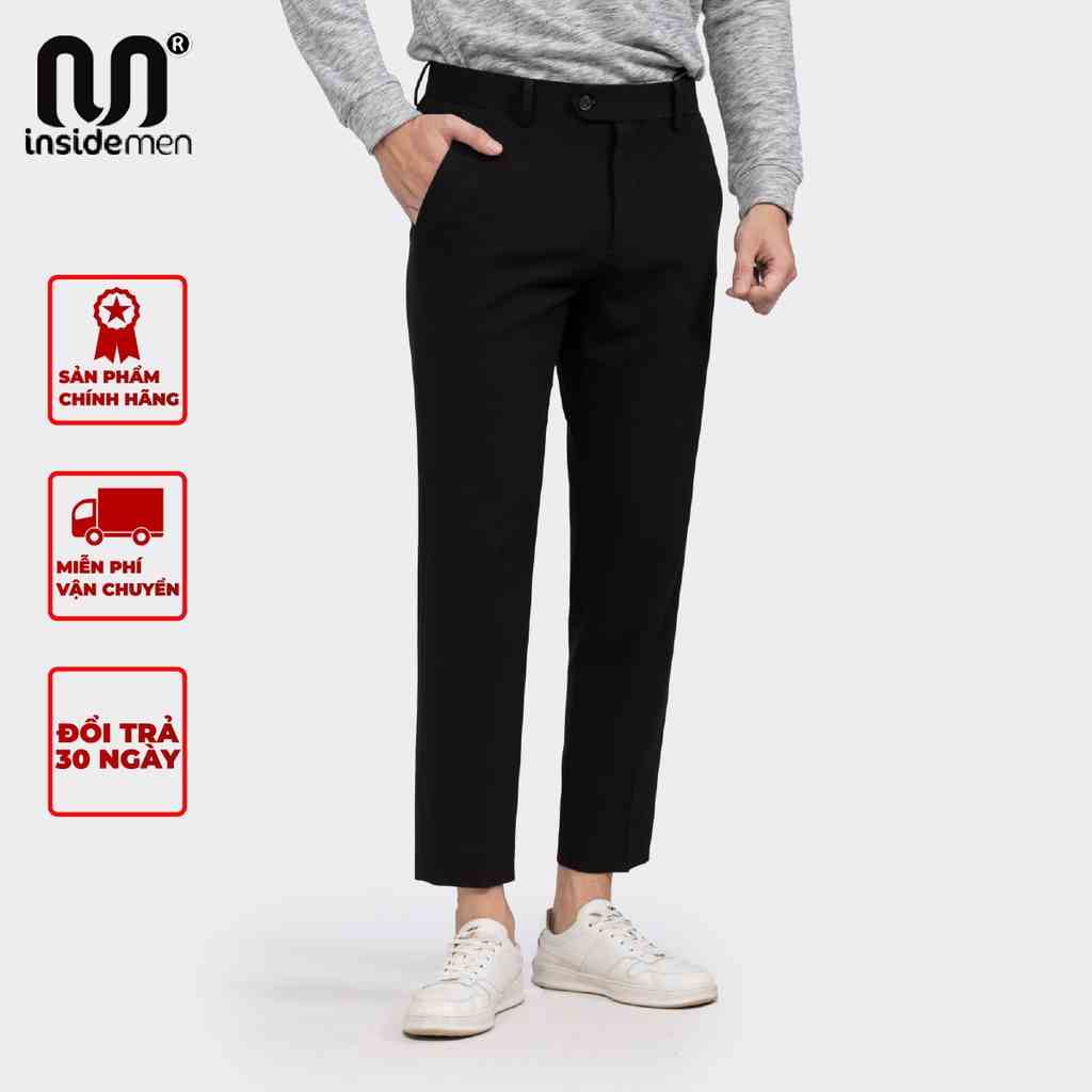 Quần âu nam Hàn Quốc ống côn dáng baggy suông đen công sở cao cấp vải mềm mịn INSIDEMEN ITR02702