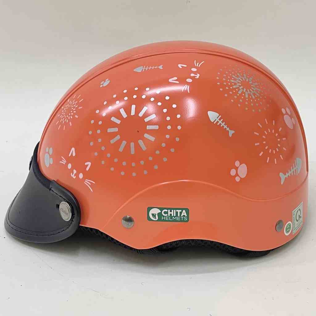 Mũ Bảo Hiểm 1/2 Đầu CHITA HELMETS CT31 tem Pháo hoa mèo