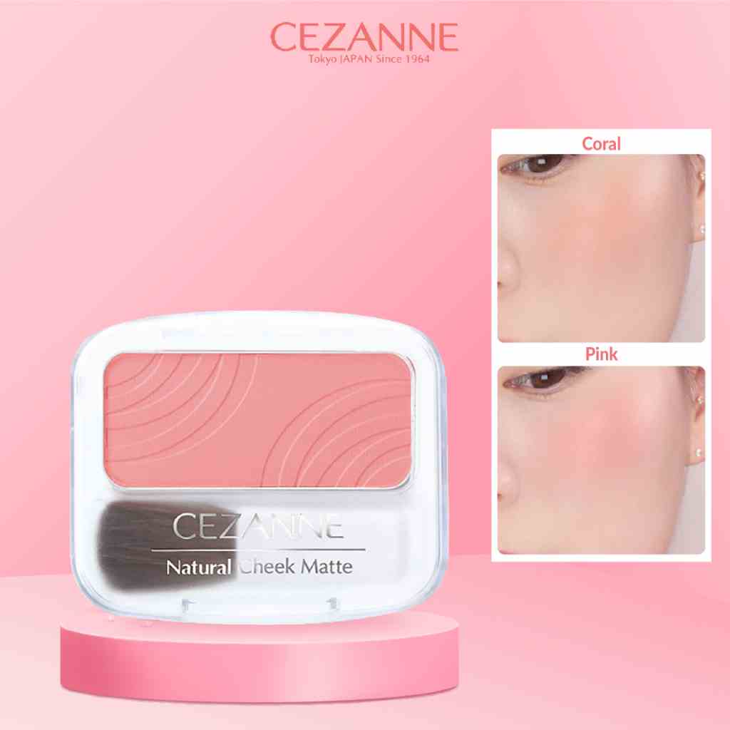 Phấn má hồng Cezanne Natural Cheek N Matte Nhật Bản màu tự nhiên mềm mịn lâu trôi 4g