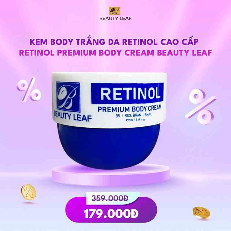 [Mã BMTTC60K giảm đến 60K đơn 50K] [GOLDEN HEALTH] Kem Body Trắng Da Retinol Beauty Leaf 150g