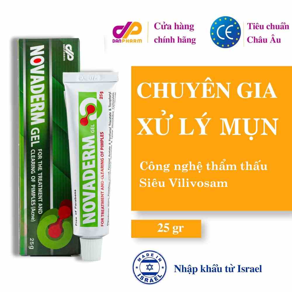 Gel Giảm Mụn Sáng Da Mờ Thâm Sẹo Novaderm 25g - Kiềm Dầu Thu Nhỏ Lỗ Chân Lông - Nhập Khẩu Danpharm Israel