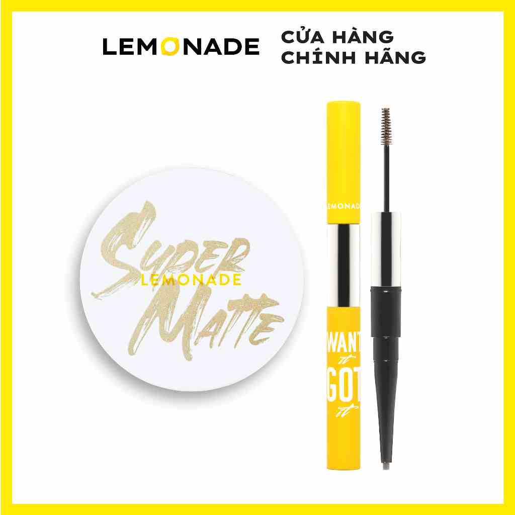 Combo Lemonade Phấn nước siêu kiềm dầu Supermatte Cushion 15g và Chì kẻ mày 2 đầu Want It Got It 2.75g