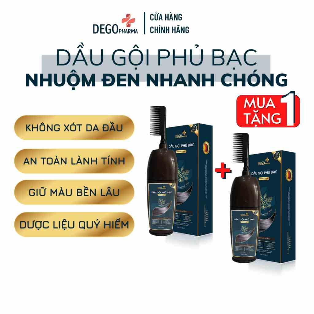 [Mã BMLT30 giảm đến 30K đơn 299K] Dầu Gội Phủ Bạc DEGO PHARMA 200ml Nhuộm Đen Tóc Tự Nhiên Tại Nhà