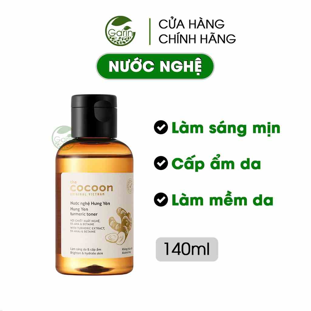 [Mã BMLTB35 giảm đến 35K đơn 99K] Toner nước nghệ Hưng Yên Cocoon Garin 140ml làm sáng da và cấp ẩm