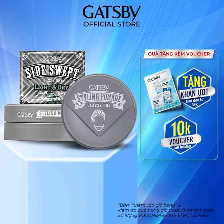 [Mã BMLTB35 giảm đến 35K đơn 99K] Pomade Tạo Kiểu Tóc GATSBY STYLING POMADE CLASSY DRY 75g