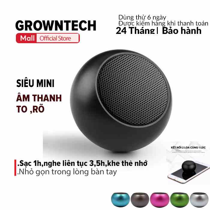 Loa mini bluetooth nghe nhạc không dây GrownTech M3 vỏ kim loại