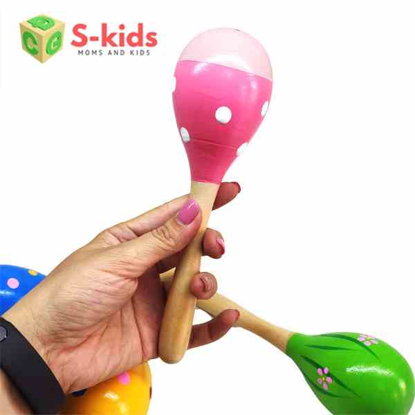 Đồ chơi thông minh cho bé S-Kids, bộ nhạc cụ Maracas bằng gỗ