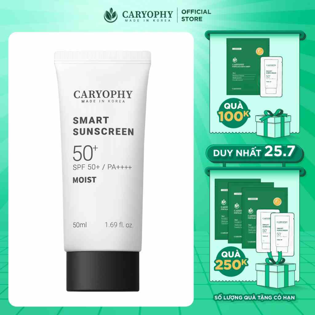 Kem chống nắng dưỡng ẩm ngừa mụn Caryophy smart moist sunscreen 50ml