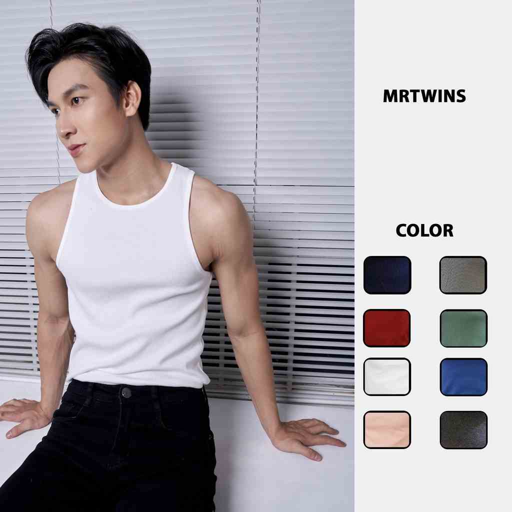 Áo Thun Ba Lỗ Tank Top Nam Cổ Tròn Nhiều Màu Vải Cotton Tăm Gân Thương Hiệu Mr Twins