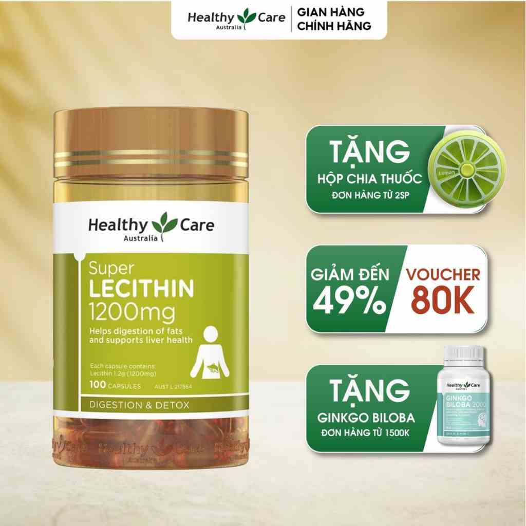 Mầm đậu nành Super Lecithin Healthy Care 100 viên điều hòa nội tiết cải thiện sức khỏe sinh lý nữ