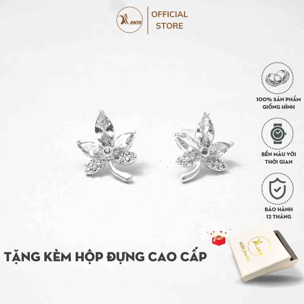 [Mã BMLTB35 giảm đến 35K đơn 99K] Bông tai bạc ATJ9082 dành cho nữ hình lá đính đá Leaves with rhinestones ANTA Jewelry