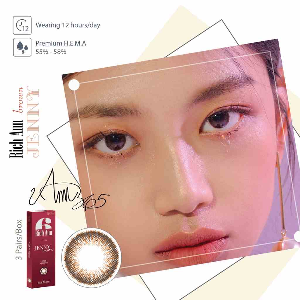 [Mã BMLTB35 giảm đến 35K đơn 99K] [1 𝓗𝓸̣̂𝓹] Lens Hỗ Trợ Lệch Độ 1 Ngày Màu Nâu Cánh Ve Jenny Brown ANN365