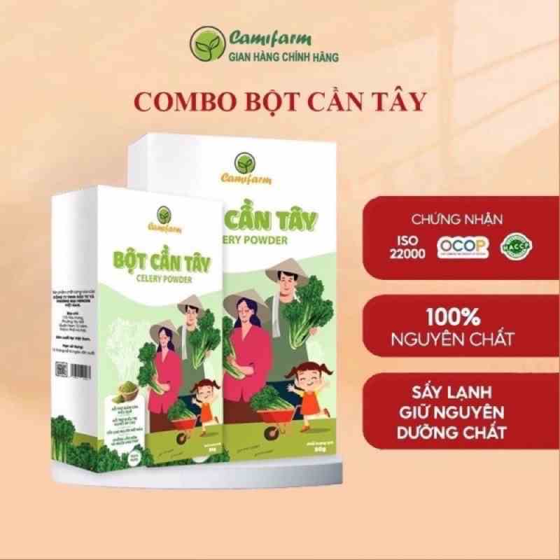 Combo 2 Bột Cần Tây 100% Nguyên Chất CAMIFARM Hỗ Trợ Giảm Cân, Thanh Lọc Cơ Thể Túi 80G