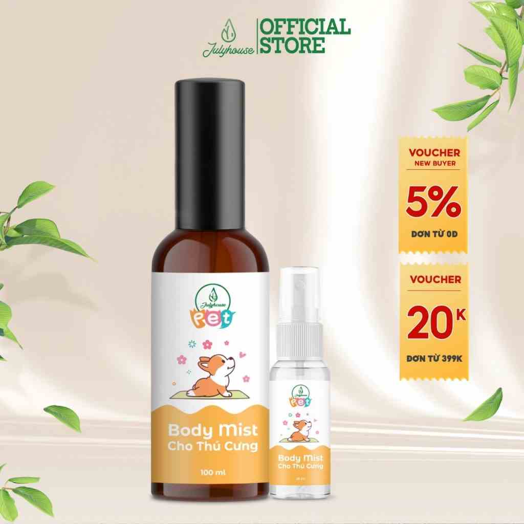 Body Mist cho thú cưng 100ml JULYHOUSE giúp dưỡng lông mượt, an toàn, khử khuẩn