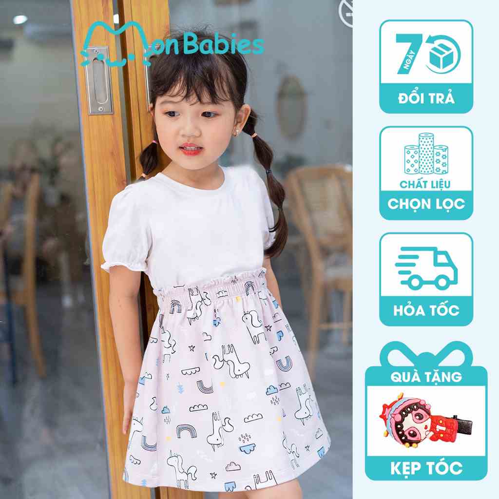 Chân váy bé gái 2,3,4,5,6,7,8,9,10 tuổi chất cotton họa tiết xinh xắn, phù hợp đi chơi, đi học MonBabies MCV2241