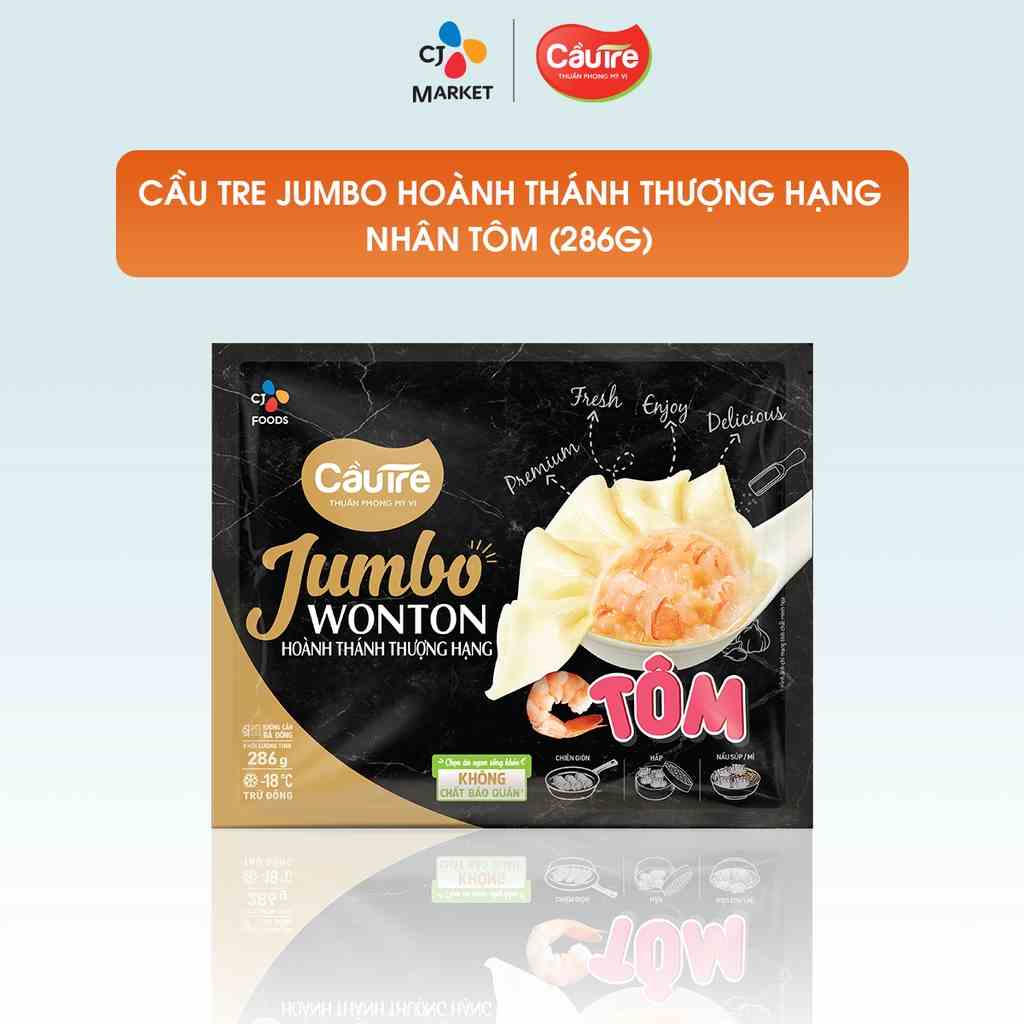 [Mã BMLTA35 giảm đến 35K đơn 99K] [HCM] Hoành Thánh Thượng Hạng Cầu Tre Jumbo Wonton 286g (Dimsum thượng hạng)