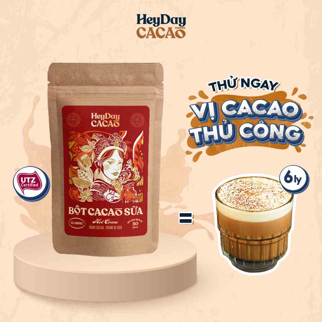 [Mã BMLTA35 giảm đến 35K đơn 99K] Bột cacao sữa Classic - Đậm cacao, thơm vị sữa – Túi 80g - BSp Thật - Heyday Cacao