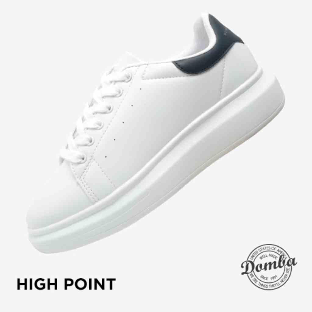 Giày Domba High Point Gót Xanh Than H-9112 (WHITE/NAVY) Nam Nữ  - Phối Đồ Đa Dạng (Váy, Crotop, Quần Jean,…)