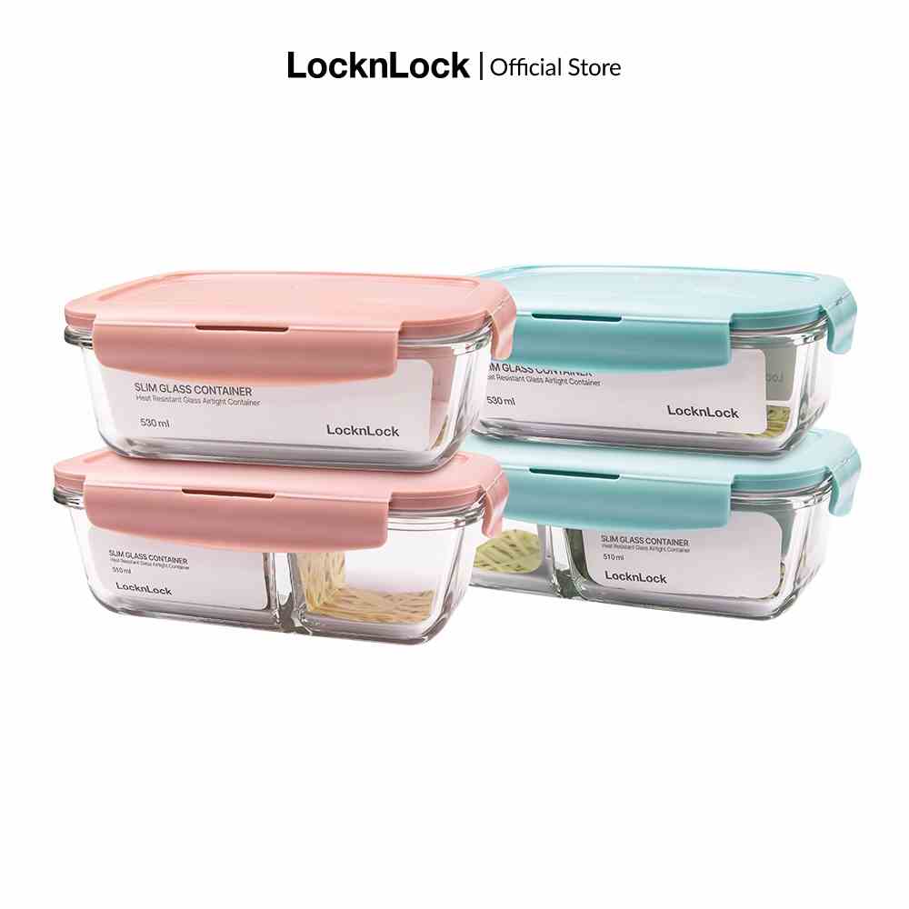 Hộp thủy tinh chịu nhiệt Lock&Lock glass container LCB425, LCB425C(có ngăn) - 2 màu, 2 dung tích